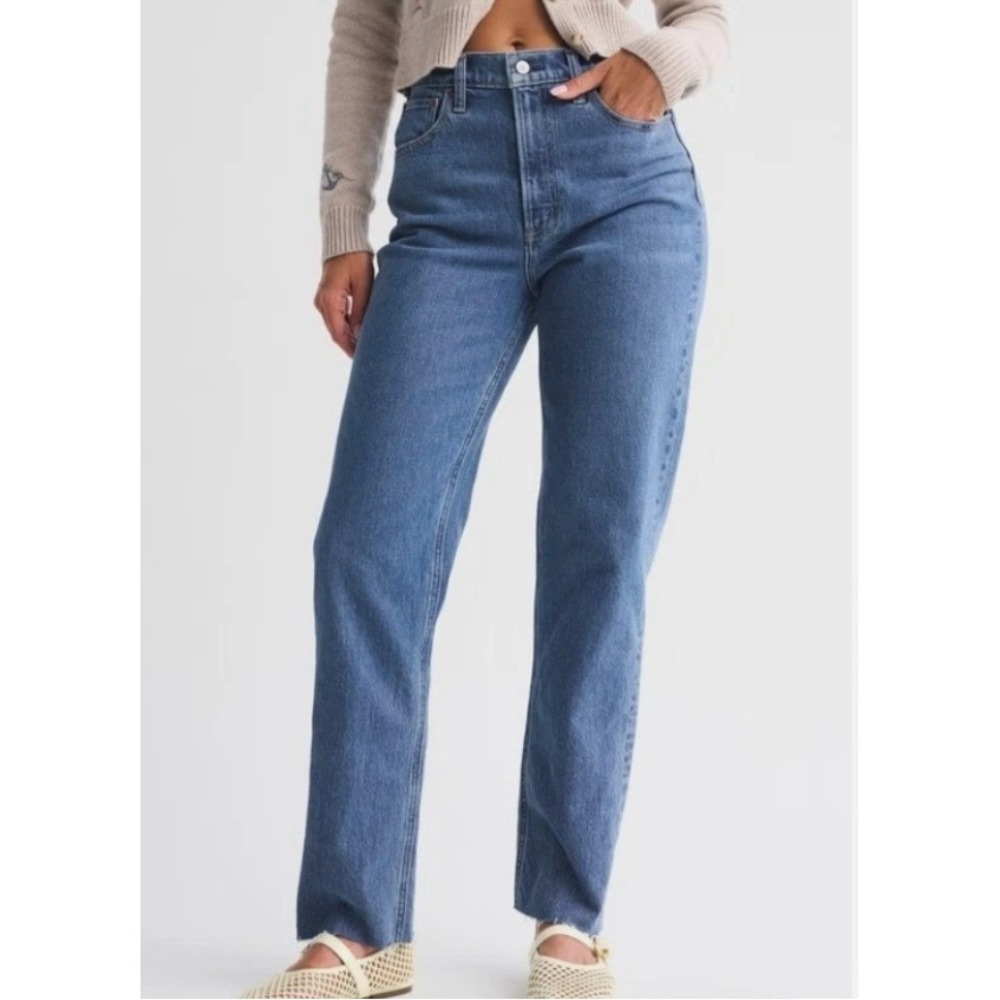 Abercrombie & Fitch Jeans Curve Love 90s Straight Ultra High Rise Sz 34 18 Long
